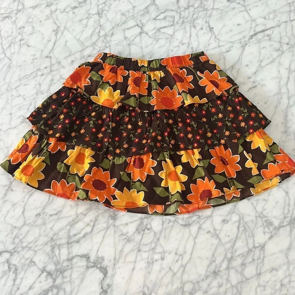 Girls Sunflower Tiered Skort - Harvest - Brown Sz 10